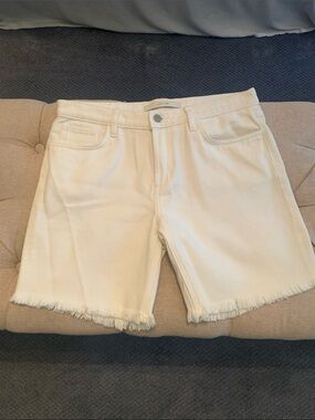 Joe’s White Frayed Hem Denim Shorts